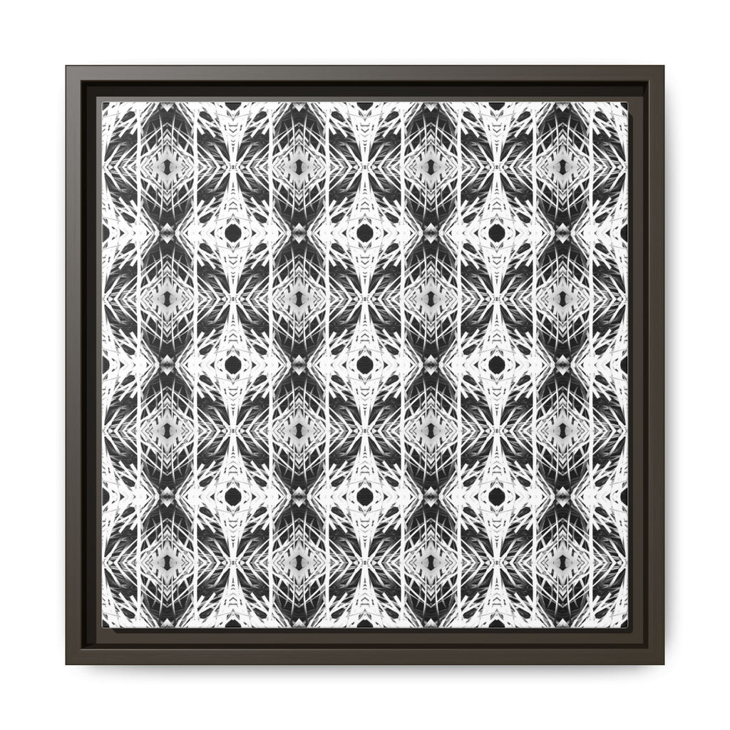 PSYCHEDELIC TALL GRASS 3 Monochrome Geometric Pattern Framed Canvas