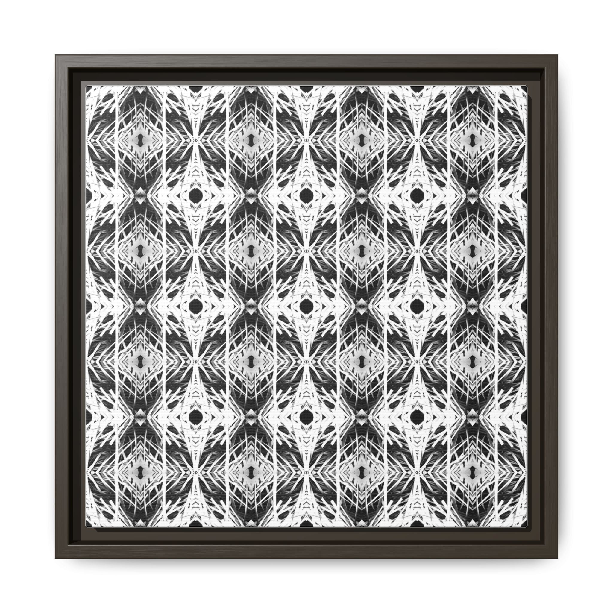 PSYCHEDELIC TALL GRASS 3 Monochrome Geometric Pattern Framed Canvas