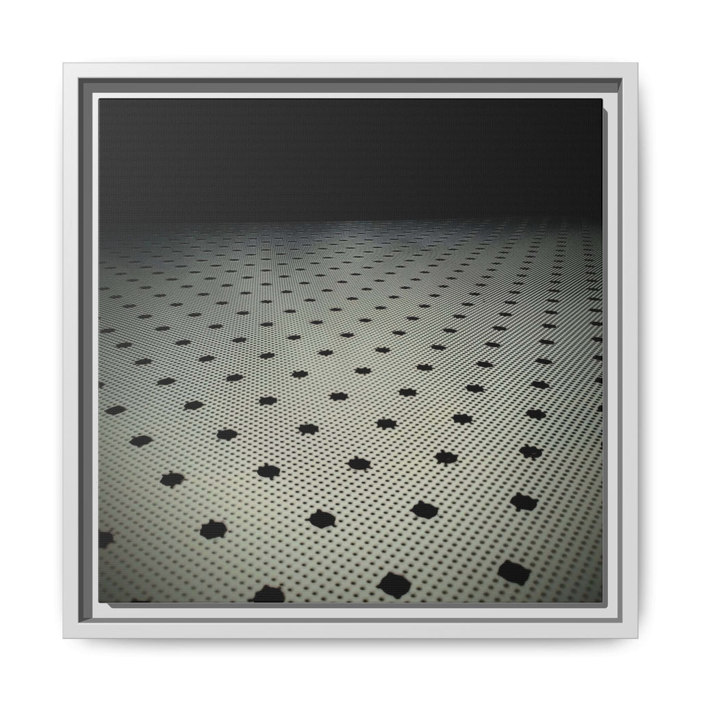 FAUX LACE Framed Matte Canvas Print — Retro Polka Dot Floor Pattern