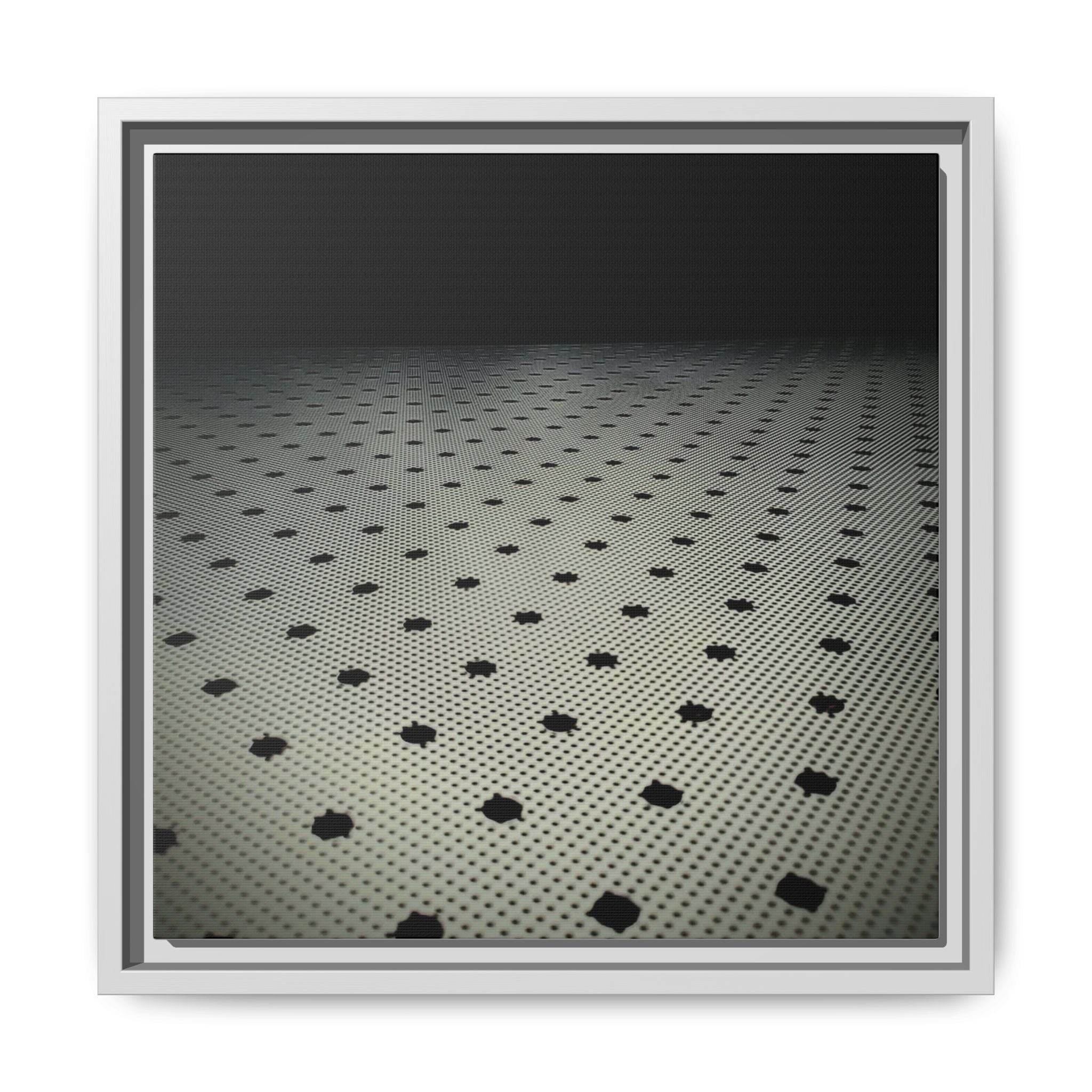 FAUX LACE Framed Matte Canvas Print — Retro Polka Dot Floor Pattern