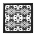 PSYCHEDELIC TALL GRASS 1 Framed Matte Canvas — Monochrome Geometric Kaleidoscope Wall Art