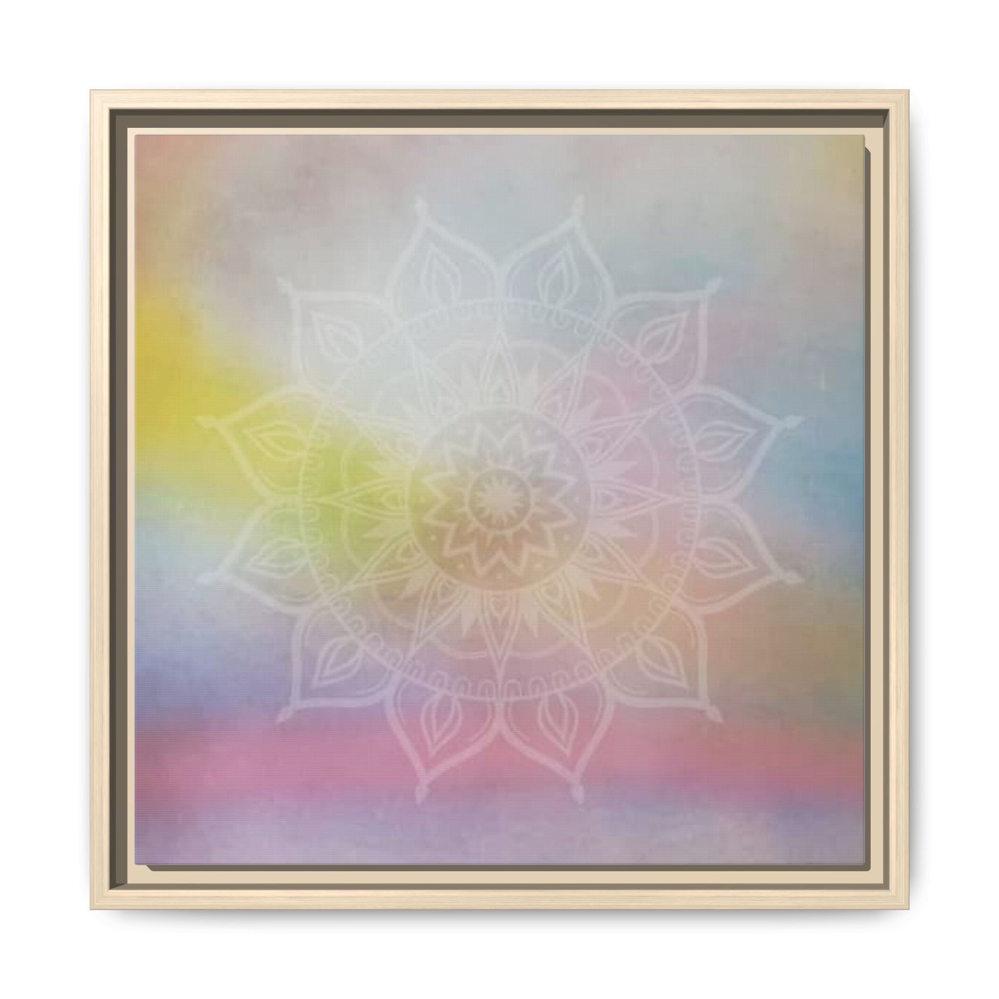 PASTEL MANDALA 5 Framed Matte Canvas Wall Art — Pastel Mandala Meditation Print