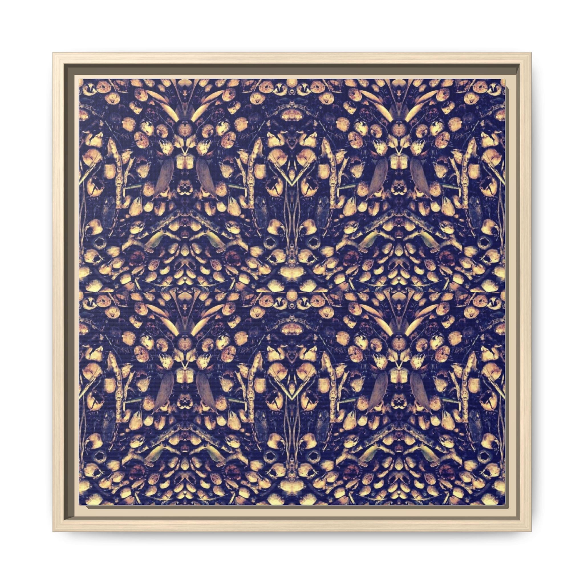 Framed Matte Canvas Art - Gold & Navy Abstract Pattern