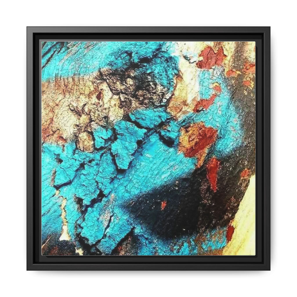 ABSTRACT BLUE TREE Framed Canvas Art — Modern Textured Wall Decor