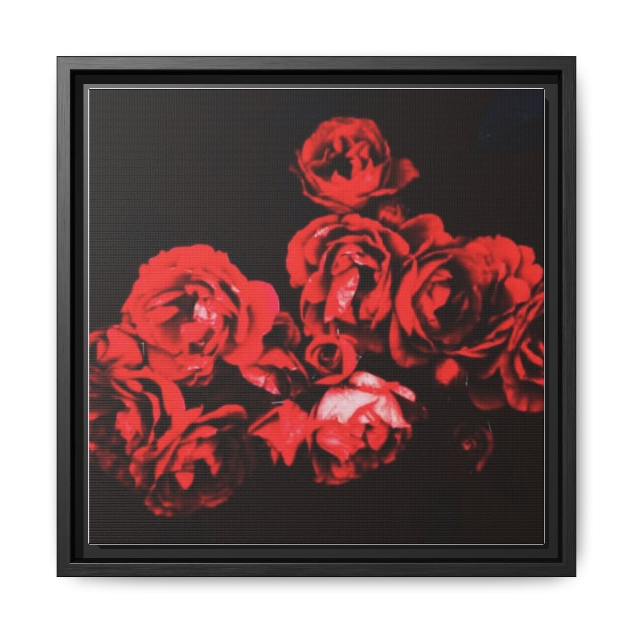 MIDNIGHT ROSE Framed Red Rose Matte Canvas Wall Art — Moody Floral Decor