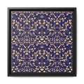 KALEIDOSCOPE ACORNS 1 Framed Matte Canvas Art - Gold & Navy Abstract Pattern