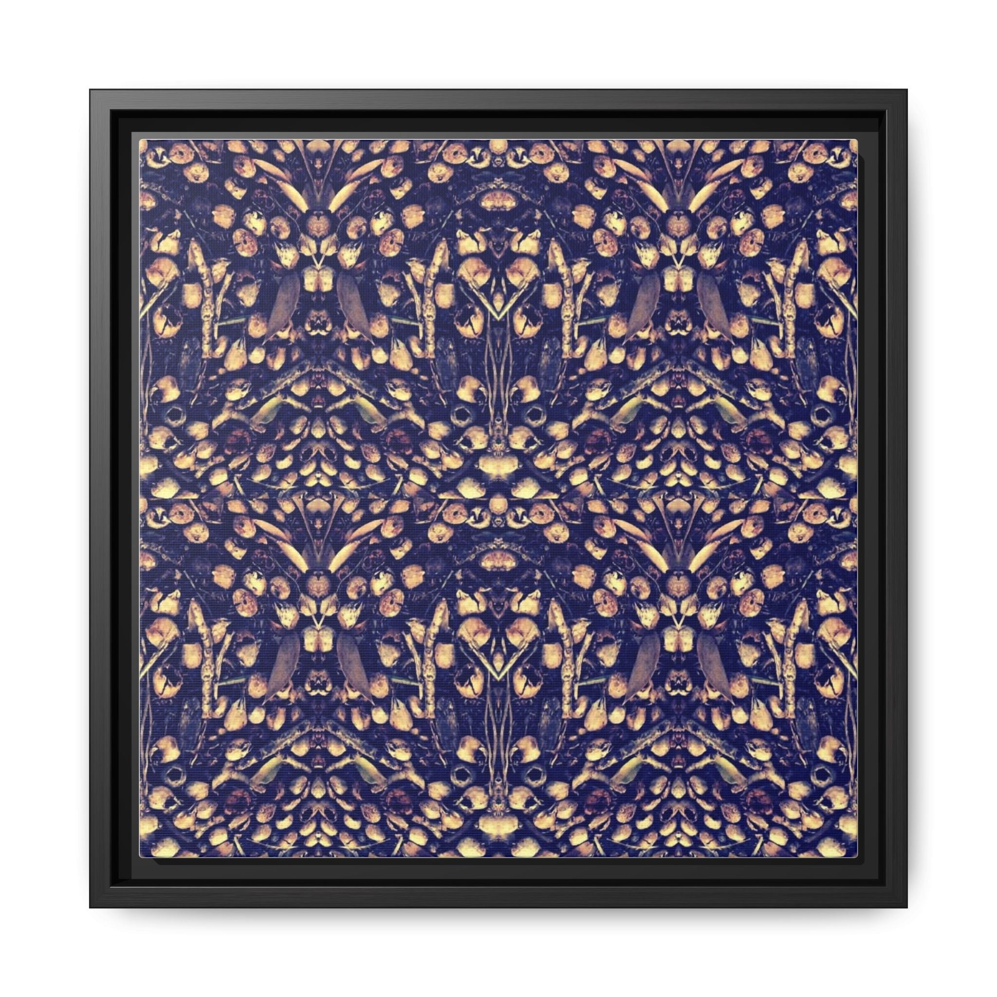 Framed Matte Canvas Art - Gold & Navy Abstract Pattern