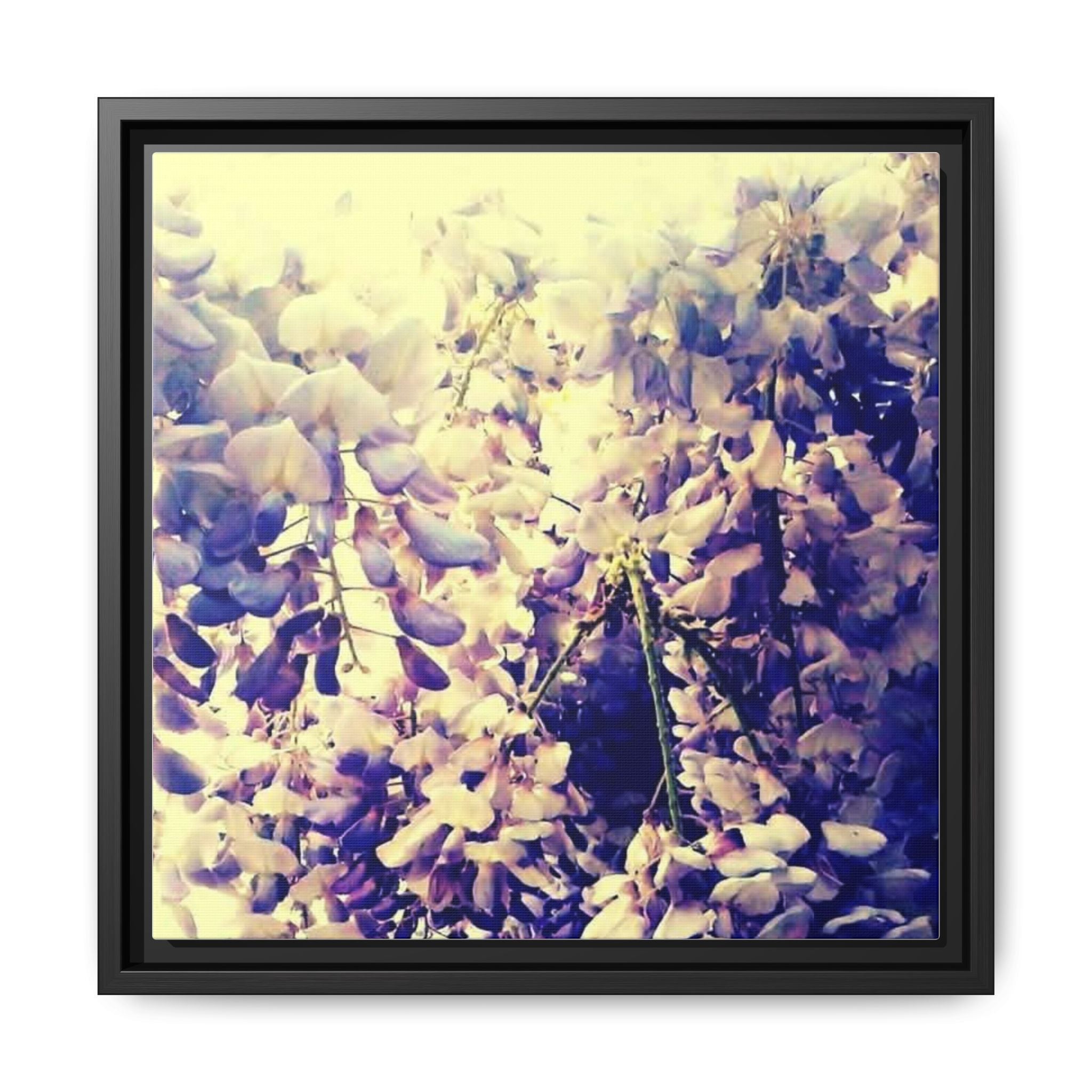 Framed Floral Canvas Art Print — Soft Pastel Wisteria Wall Decor
