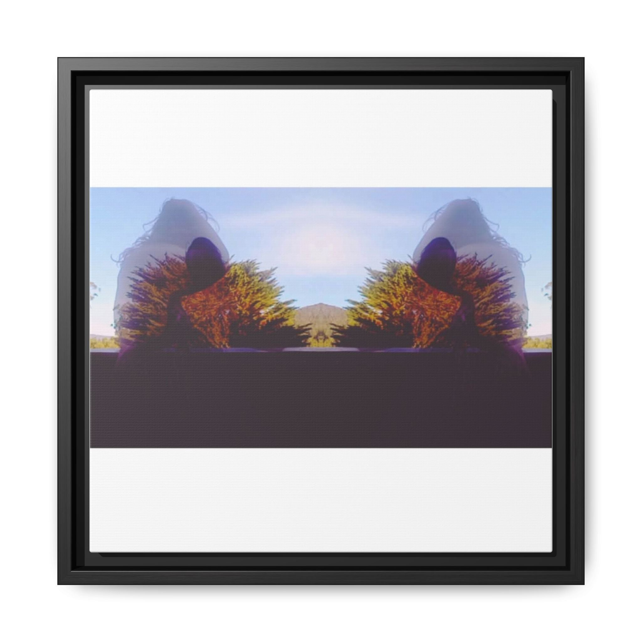 SURREALIST SUN DANCE 2 Framed Matte Canvas Wall Art — Symmetrical Sunset Landscape