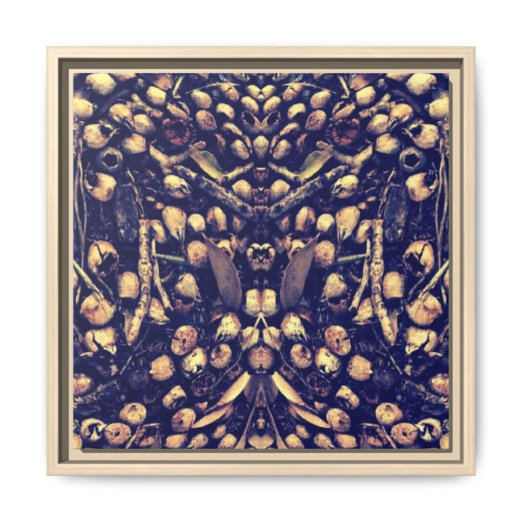 KALEIDOSCOPE ACORNS 3 Framed Matte Canvas Art - Abstract Symmetrical Shell & Pebble Print