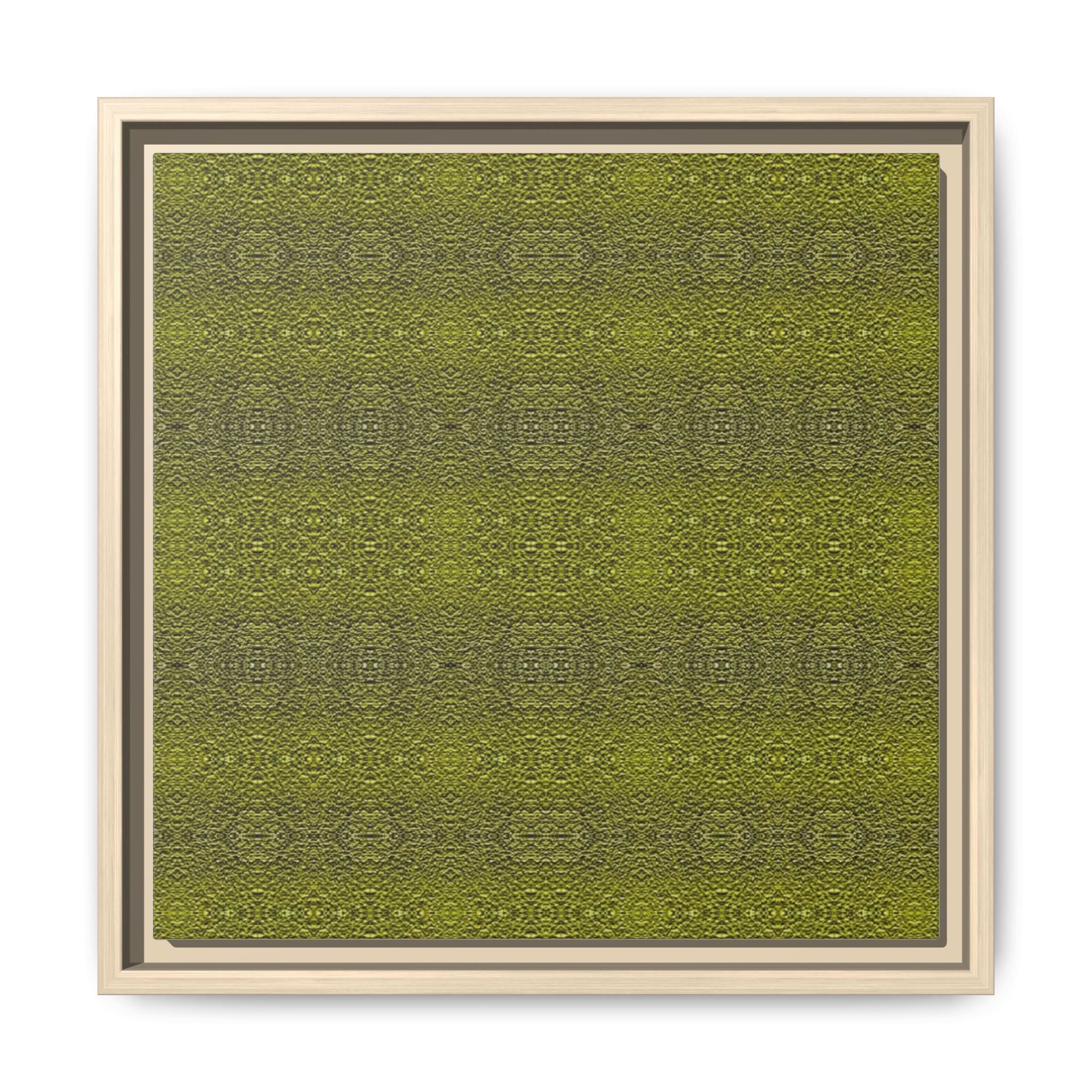 MOSS 1 Framed Matte Canvas Wall Art — Olive Green Geometric Pattern