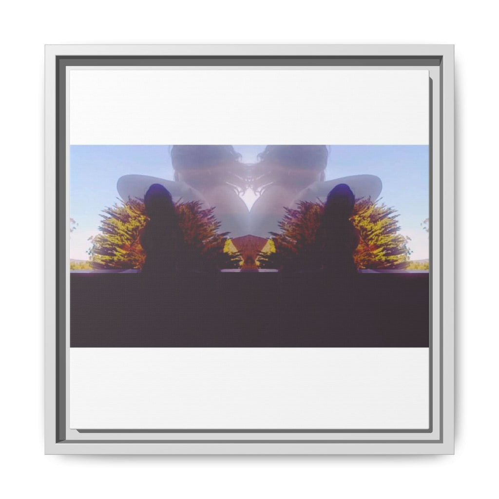 SURREALIST SUN DANCE 1 Framed Matte Canvas - Abstract Sunset Mirror Landscape Art