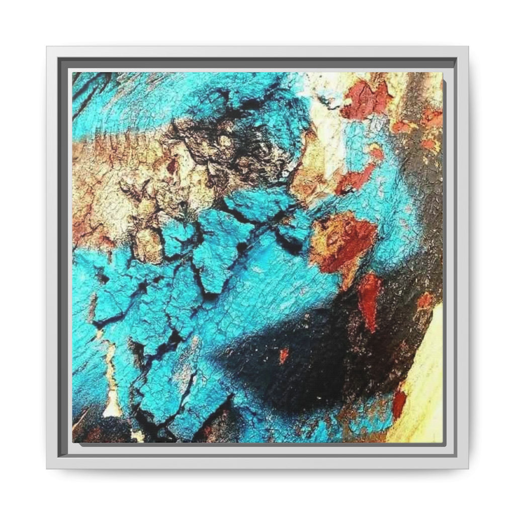 ABSTRACT BLUE TREE Framed Canvas Art — Modern Textured Wall Decor