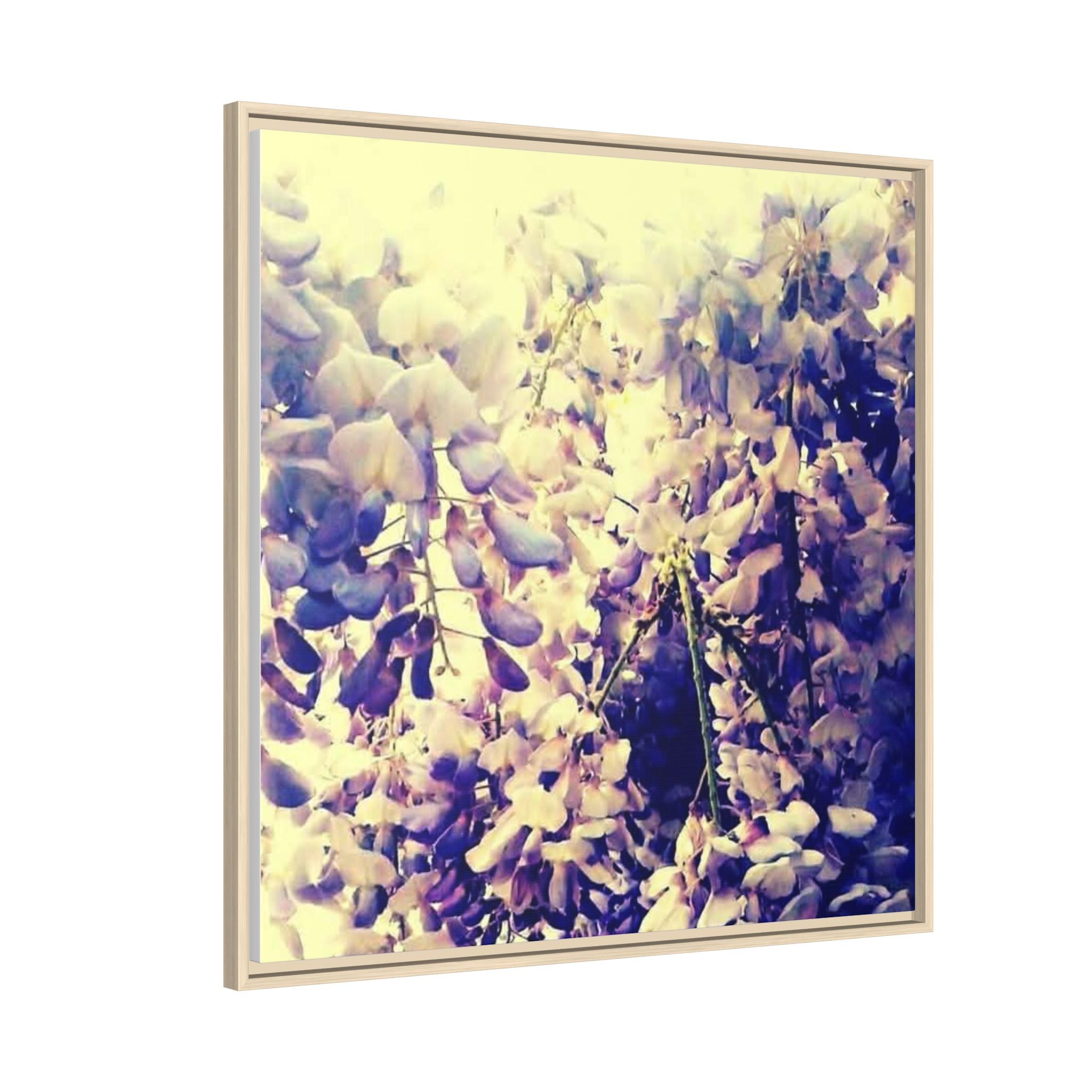 Framed Floral Canvas Art Print — Soft Pastel Wisteria Wall Decor