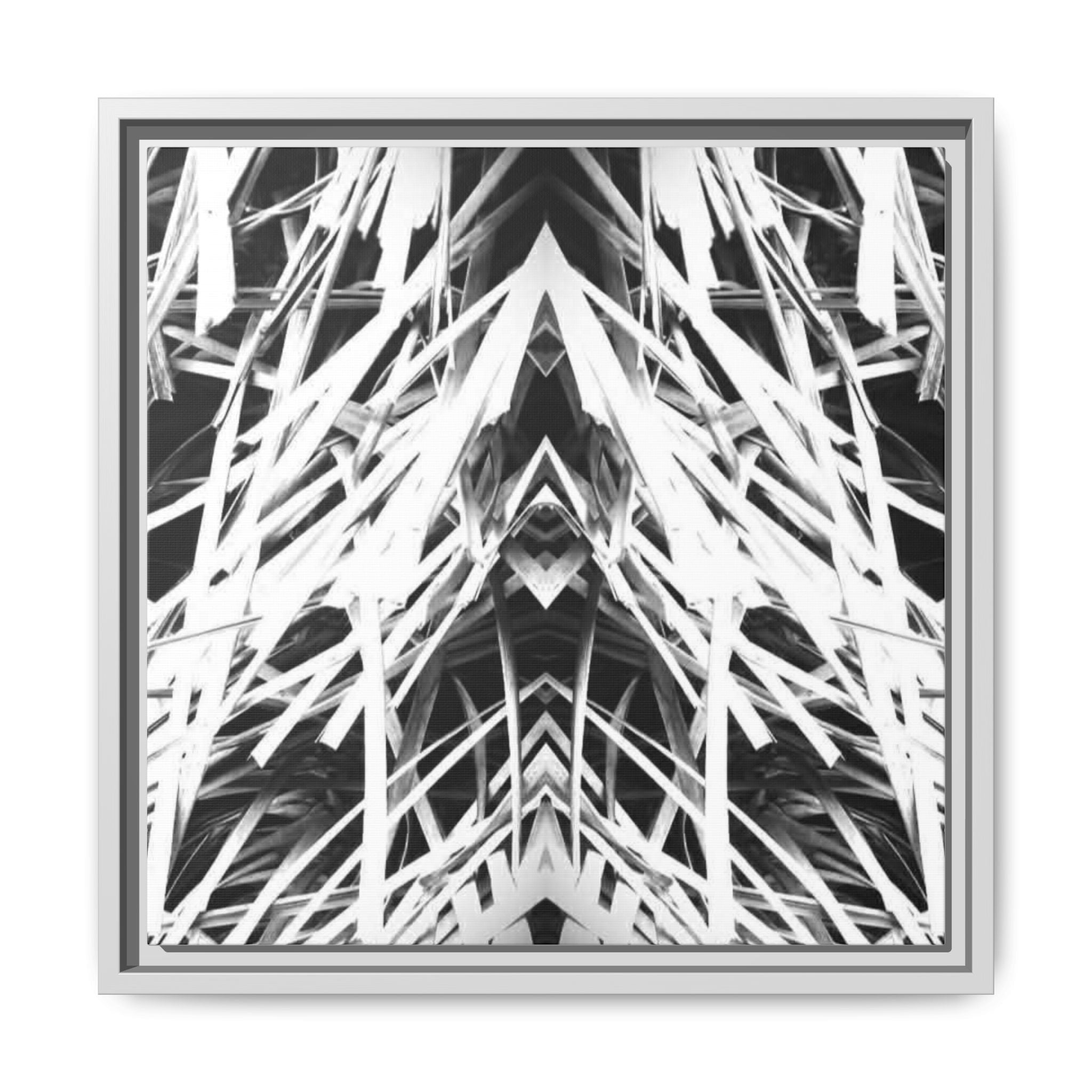 PSYCHEDELIC TALL GRASS 6 Monochrome Geometric Abstract Matte Canvas Framed Wall Art