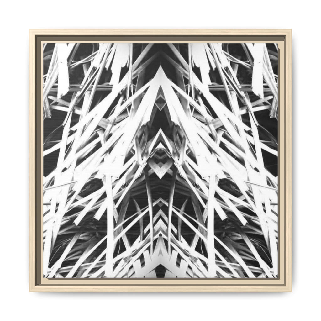 PSYCHEDELIC TALL GRASS 6 Monochrome Geometric Abstract Matte Canvas Framed Wall Art