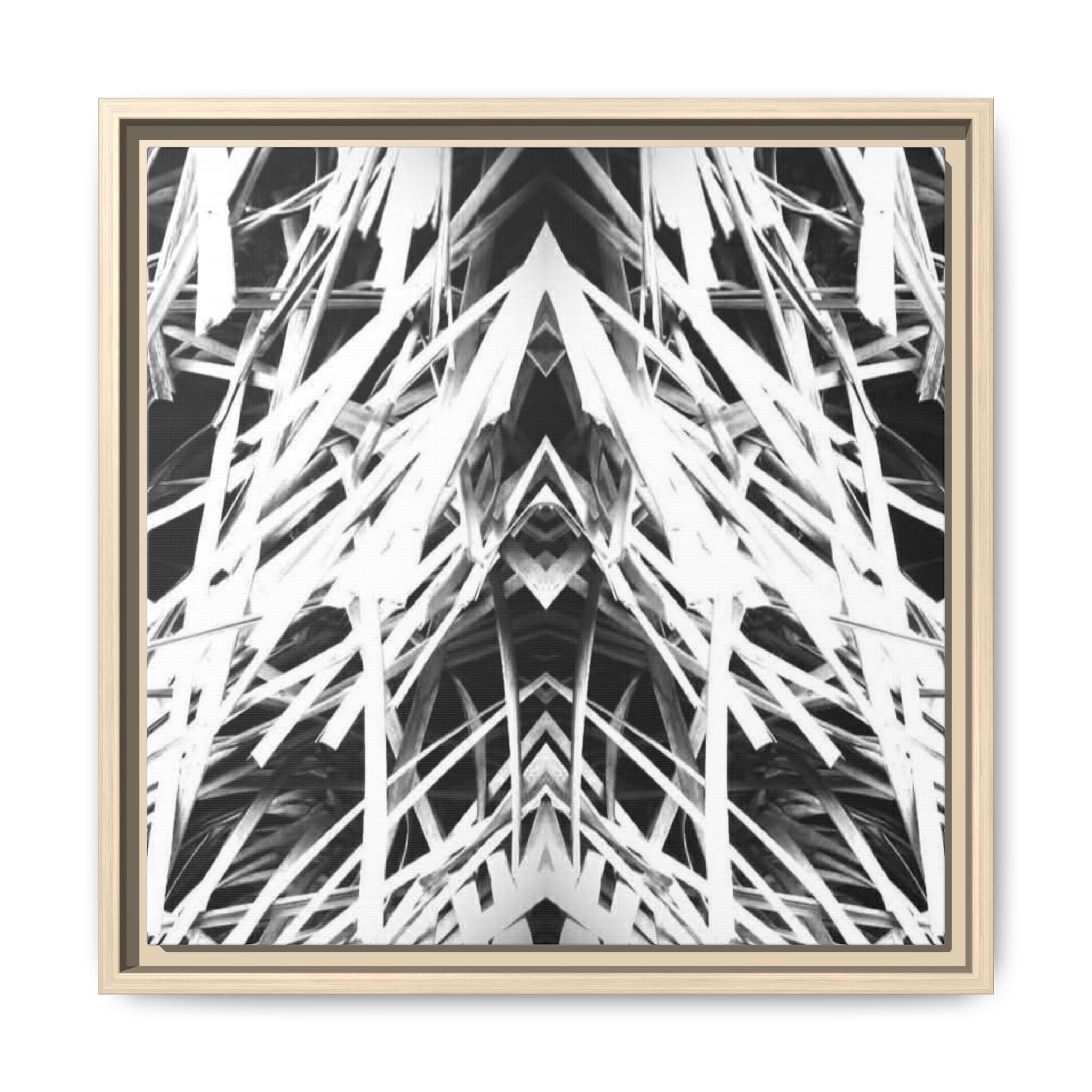 PSYCHEDELIC TALL GRASS 6 Monochrome Geometric Abstract Matte Canvas Framed Wall Art