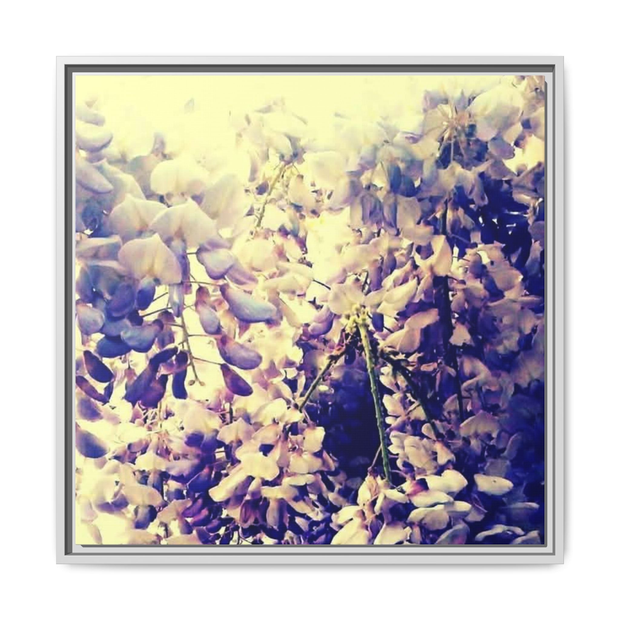 Framed Floral Canvas Art Print — Soft Pastel Wisteria Wall Decor