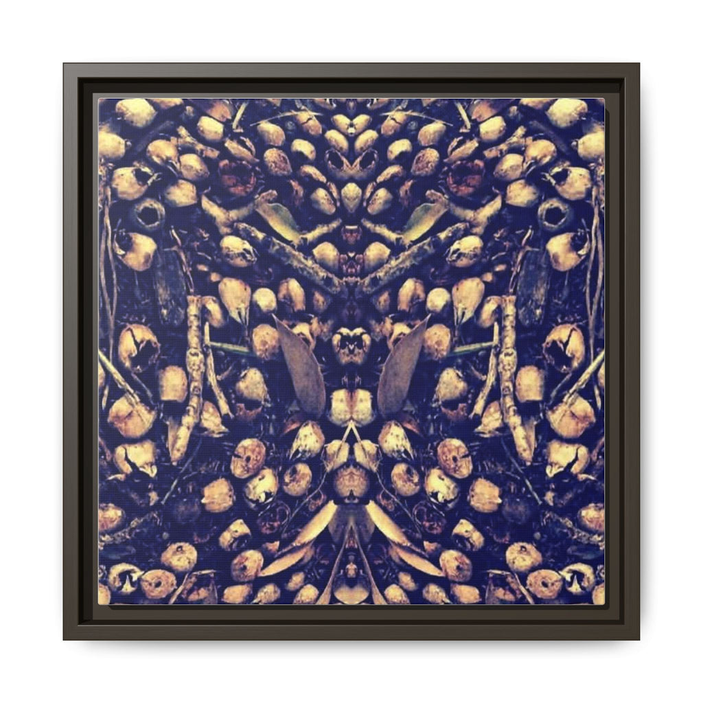 KALEIDOSCOPE ACORNS 3 Framed Matte Canvas Art - Abstract Symmetrical Shell & Pebble Print