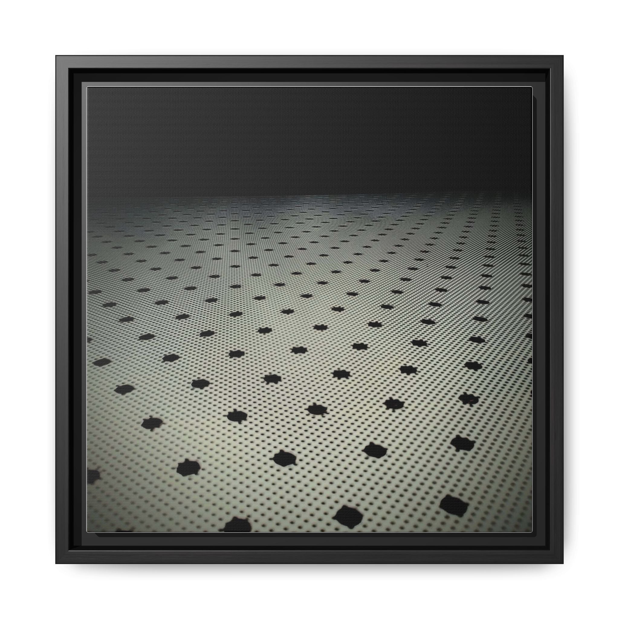 FAUX LACE Framed Matte Canvas Print — Retro Polka Dot Floor Pattern