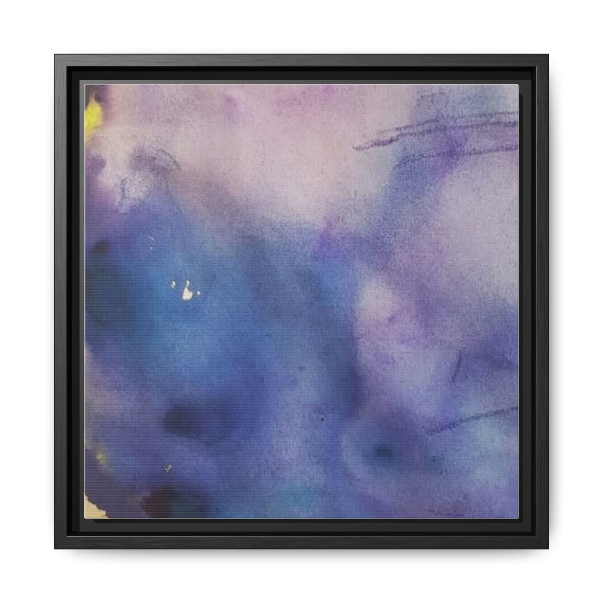 NEBULA Framed Abstract Watercolor Canvas Art — Blue & Purple Matte Wall Print