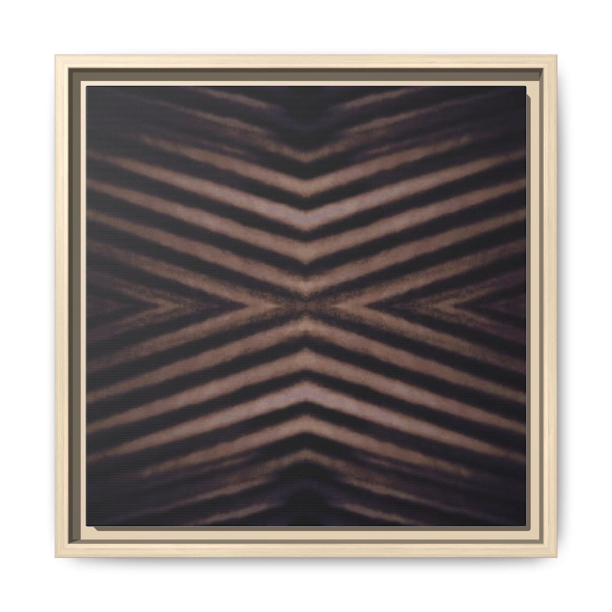 CORREGATED Framed Matte Canvas Wall Art — Abstract Geometric Chevron in Warm Neutrals