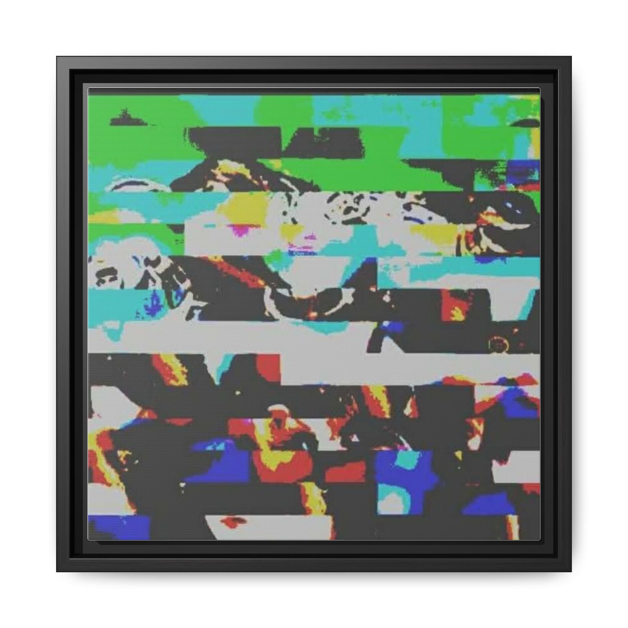 Abstract Glitch Art Framed Canvas – Colorful Digital Distortion Wall Art