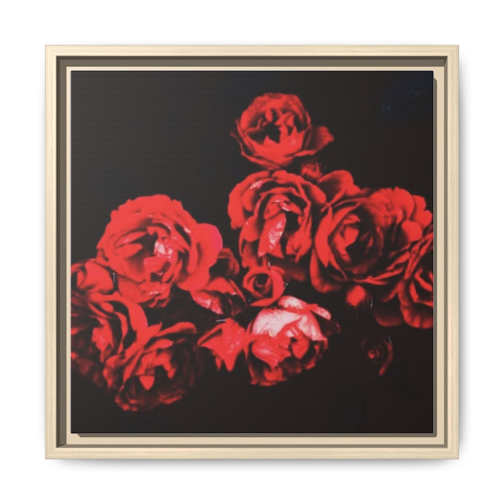 MIDNIGHT ROSE Framed Red Rose Matte Canvas Wall Art — Moody Floral Decor
