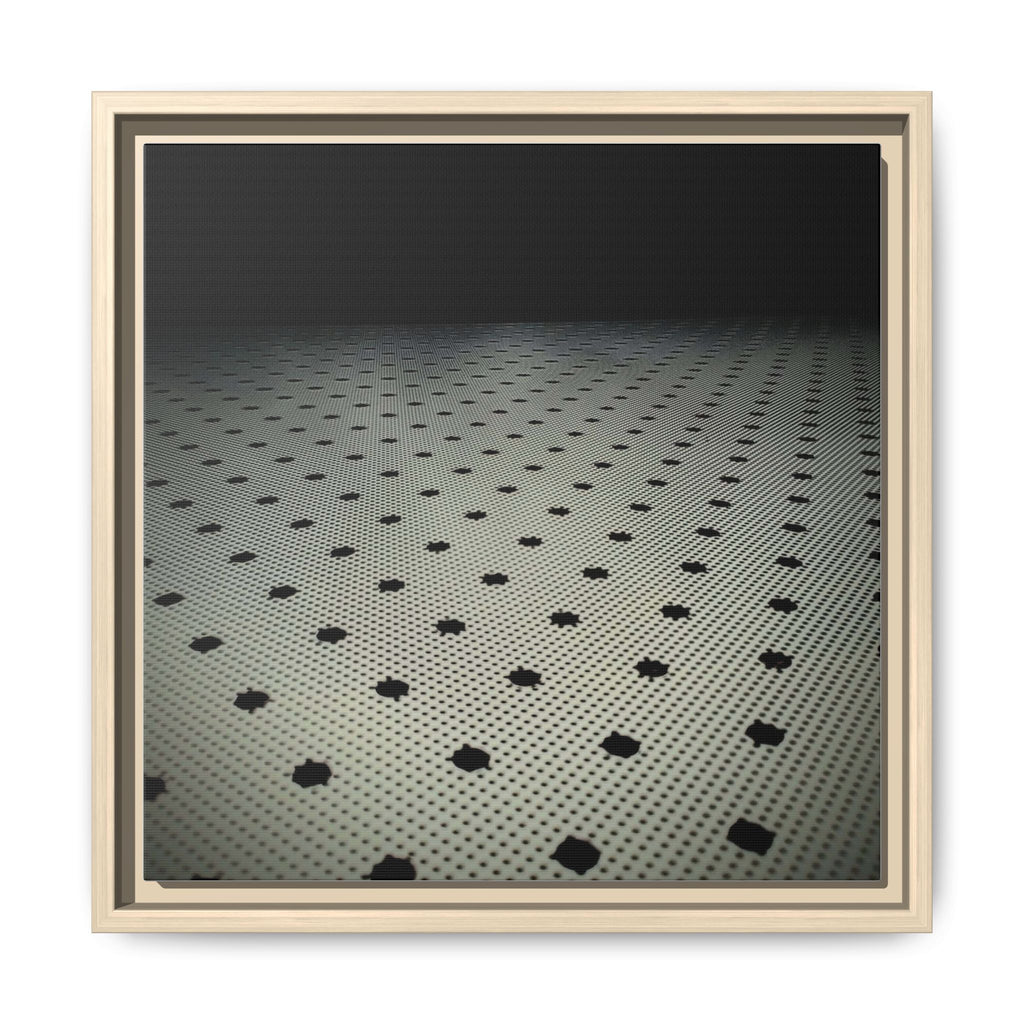 FAUX LACE Framed Matte Canvas Print — Retro Polka Dot Floor Pattern