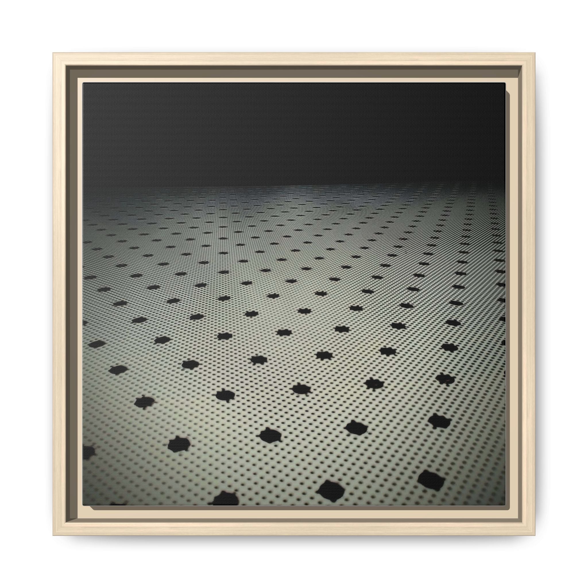 FAUX LACE Framed Matte Canvas Print — Retro Polka Dot Floor Pattern