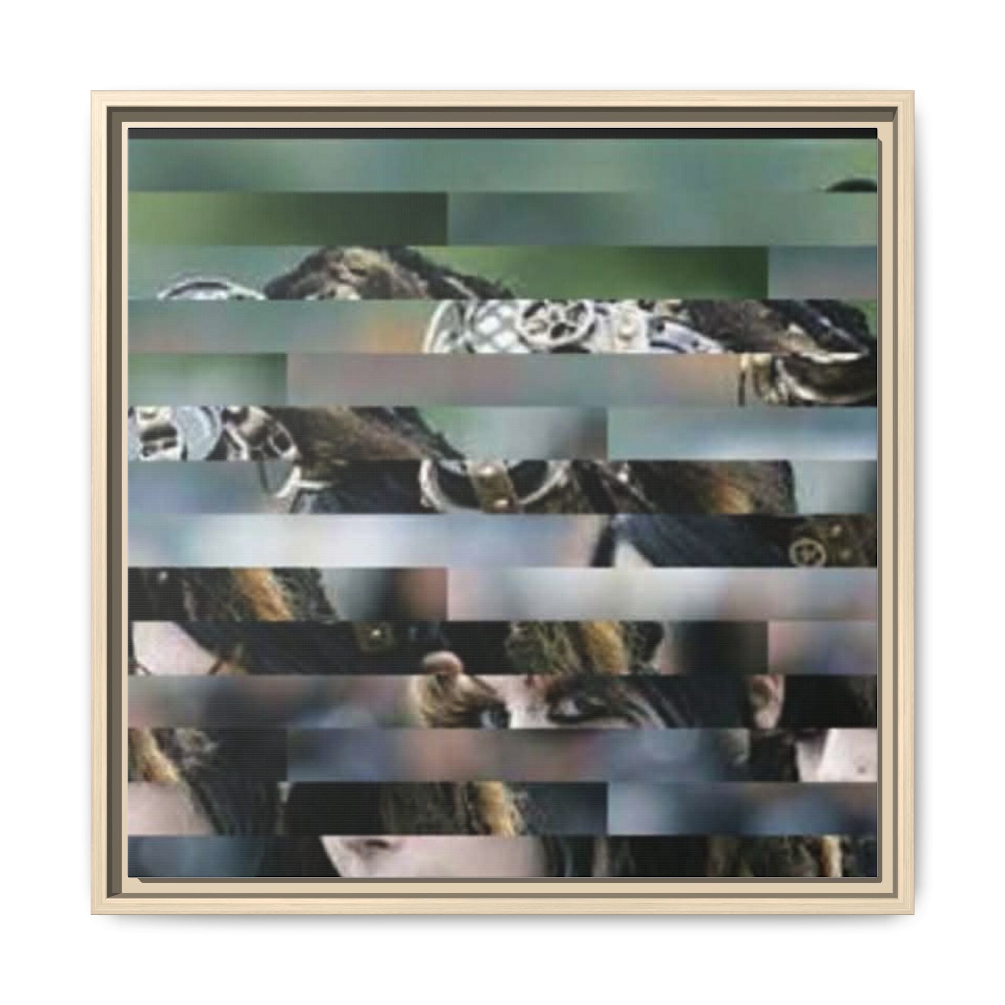 Abstract Striped Portrait Framed Canvas — Matte Multi-Color Wall Art