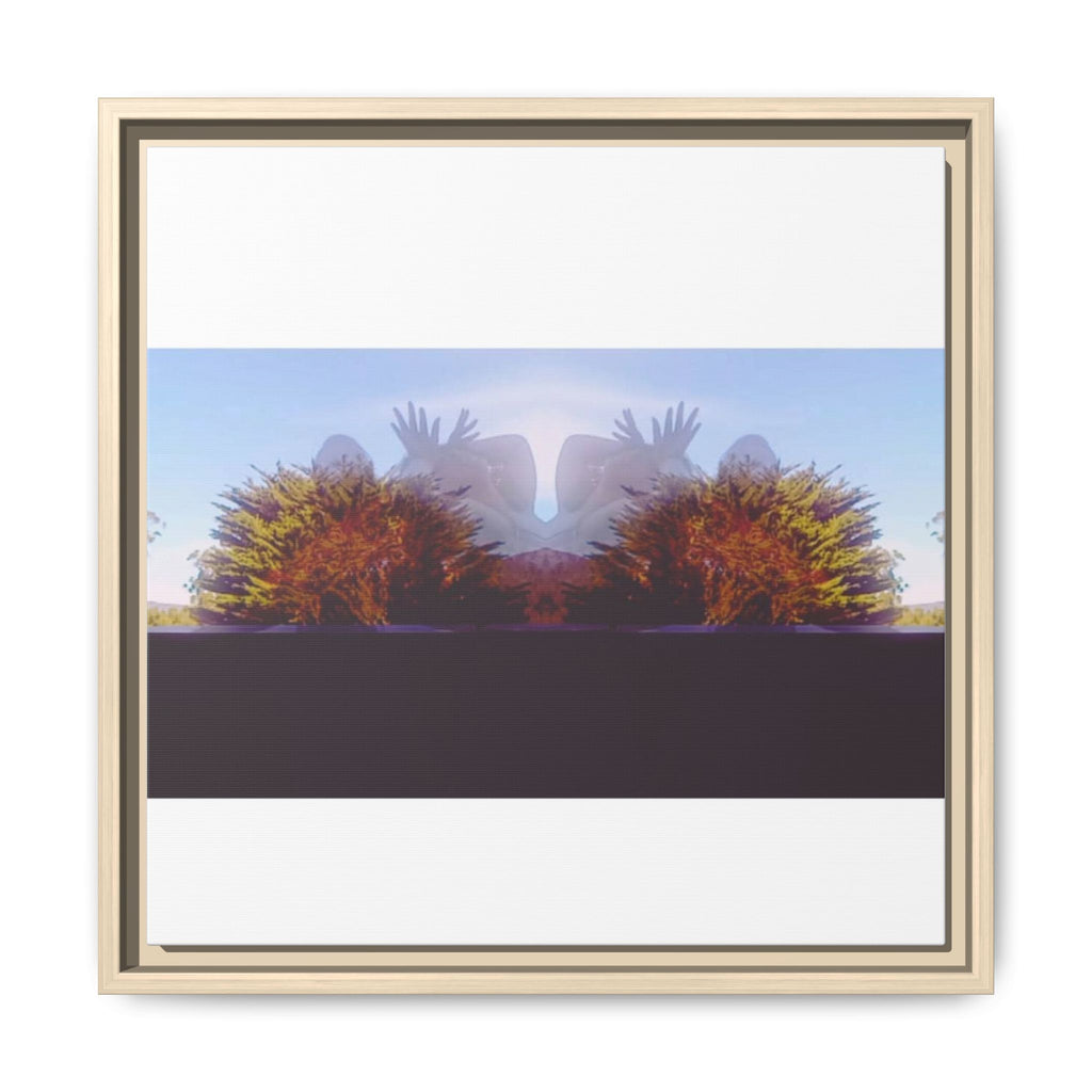SURREALIST SUN DANCE 5 Framed Matte Canvas Print — Symmetrical Sunset Landscape