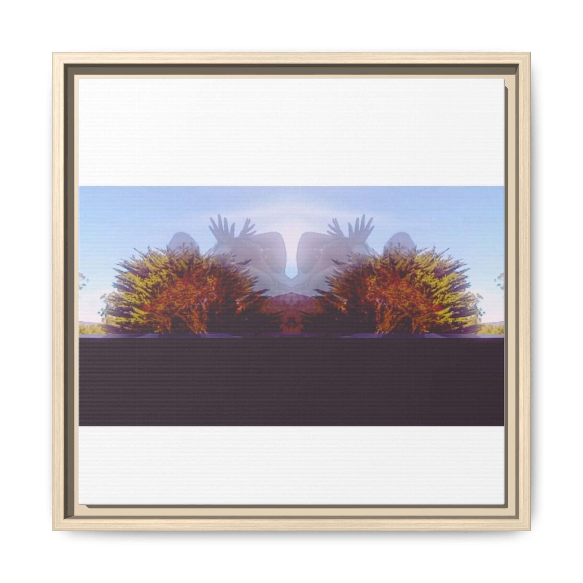 SURREALIST SUN DANCE 5 Framed Matte Canvas Print — Symmetrical Sunset Landscape