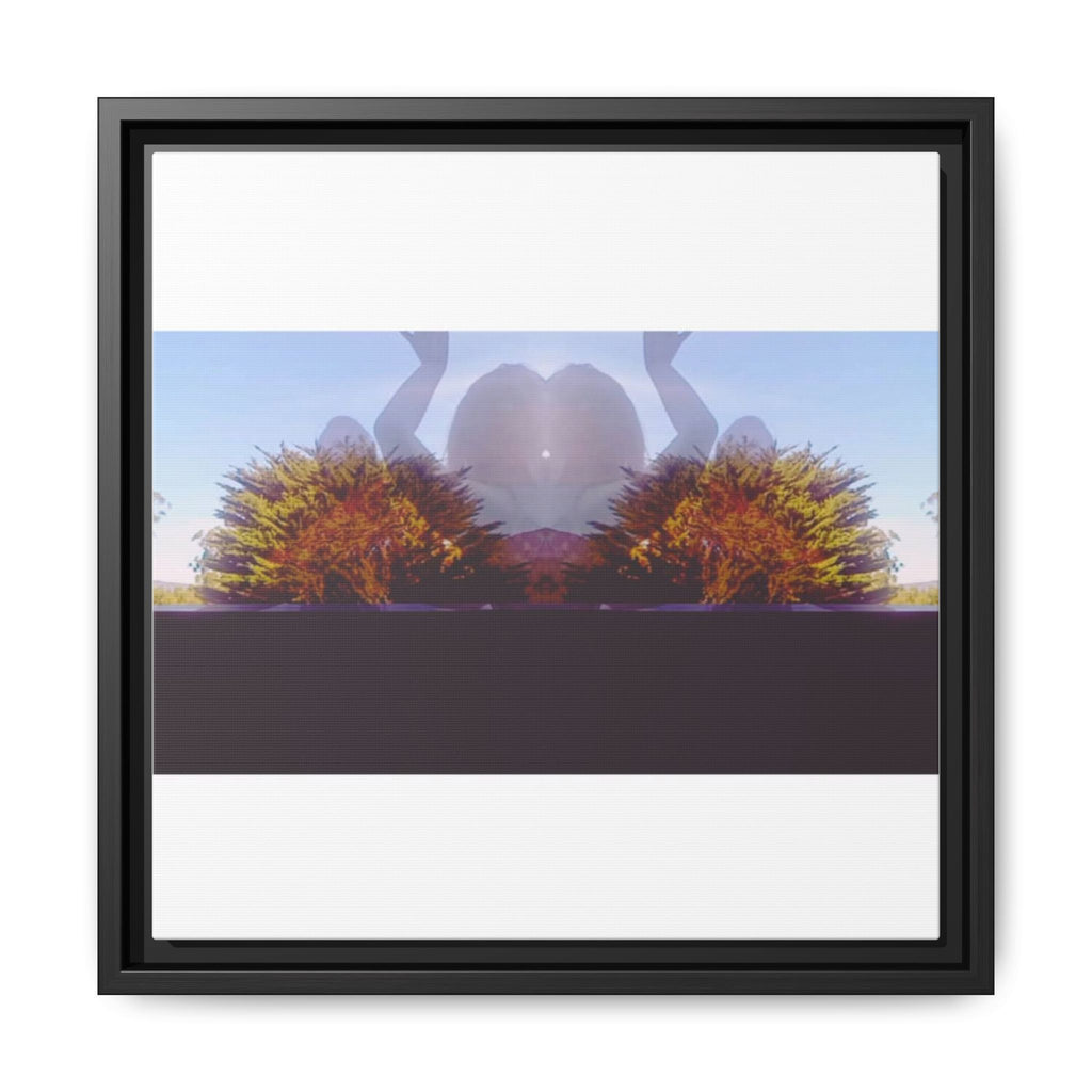 SURREALIST SUN DANCE 4 Framed Matte Canvas Wall Art — Symmetrical Sunset Landscape (Multi-Color)
