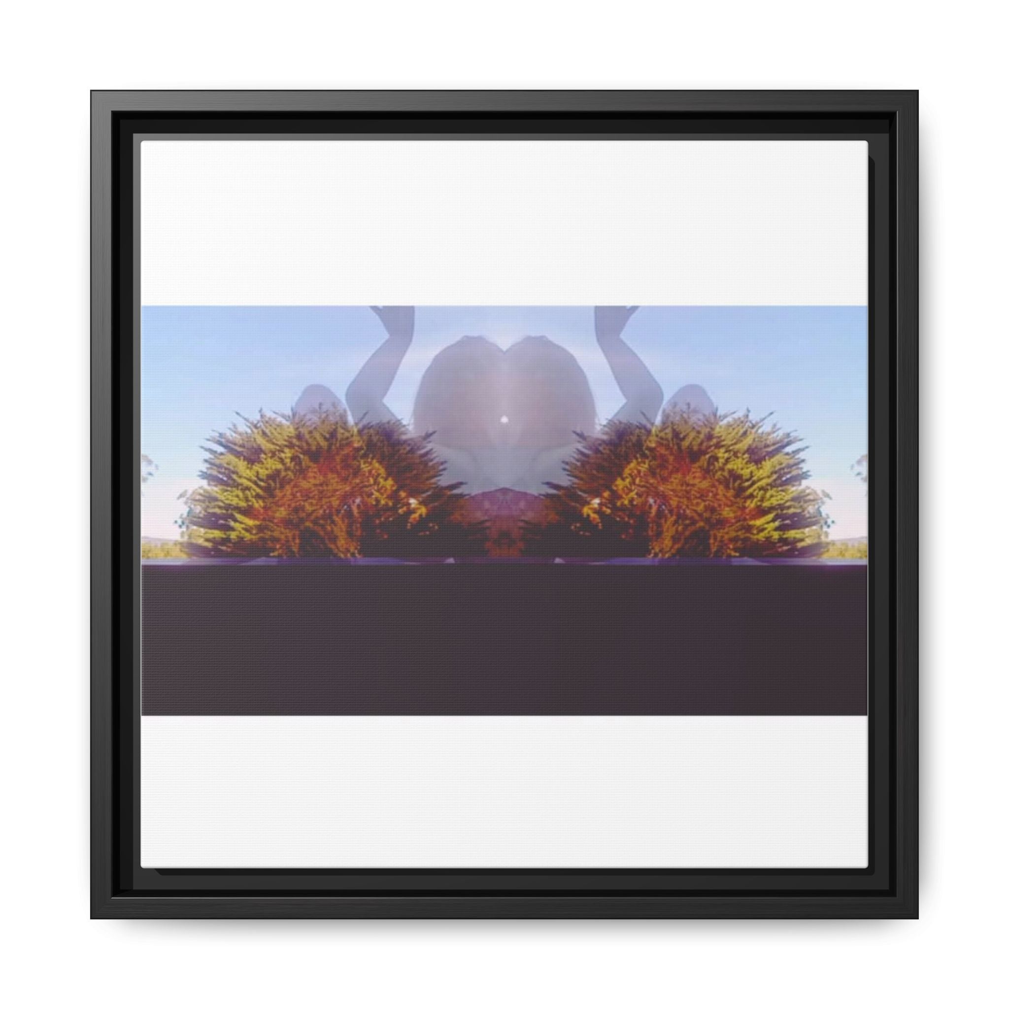 SURREALIST SUN DANCE 4 Framed Matte Canvas Wall Art — Symmetrical Sunset Landscape (Multi-Color)