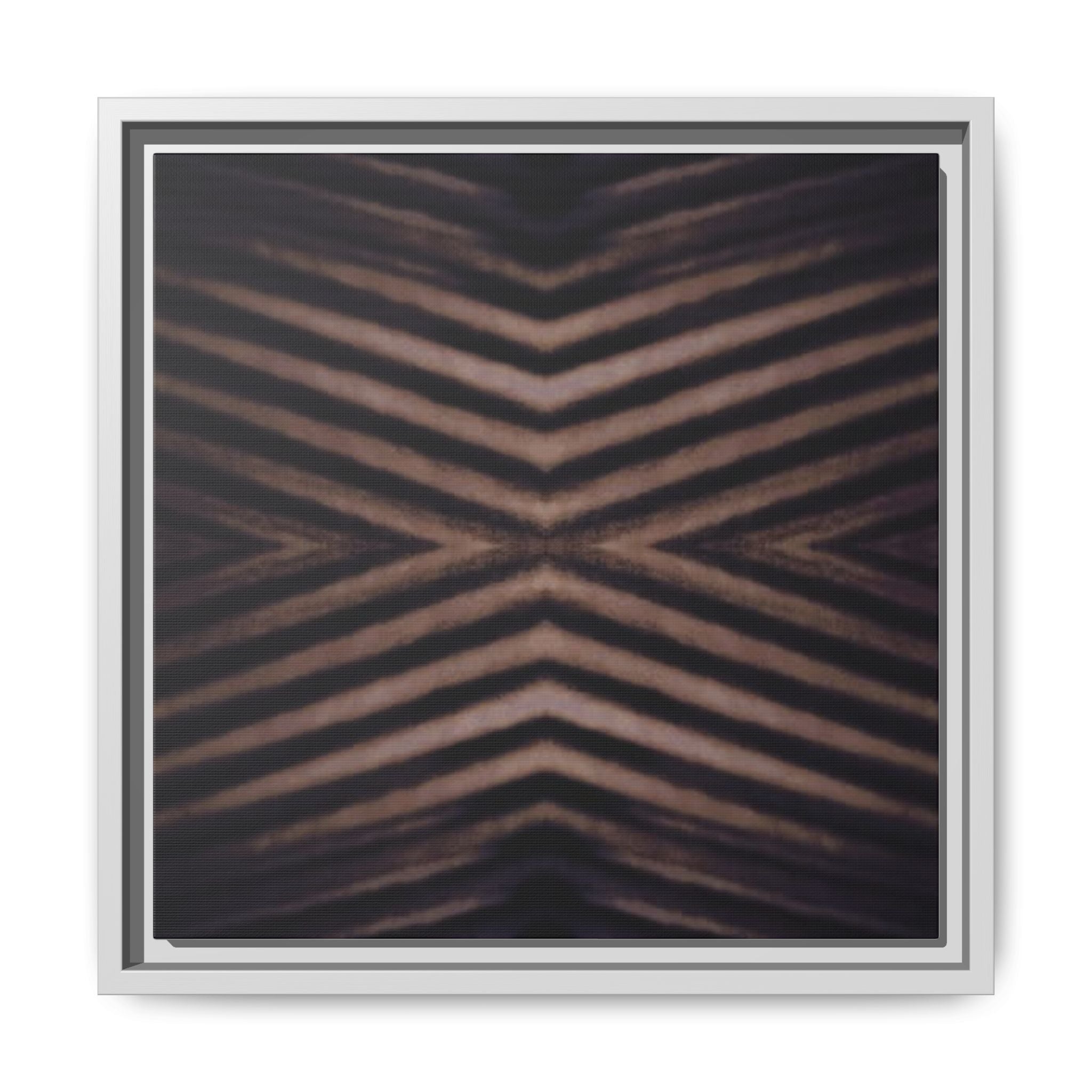 CORREGATED Framed Matte Canvas Wall Art — Abstract Geometric Chevron in Warm Neutrals