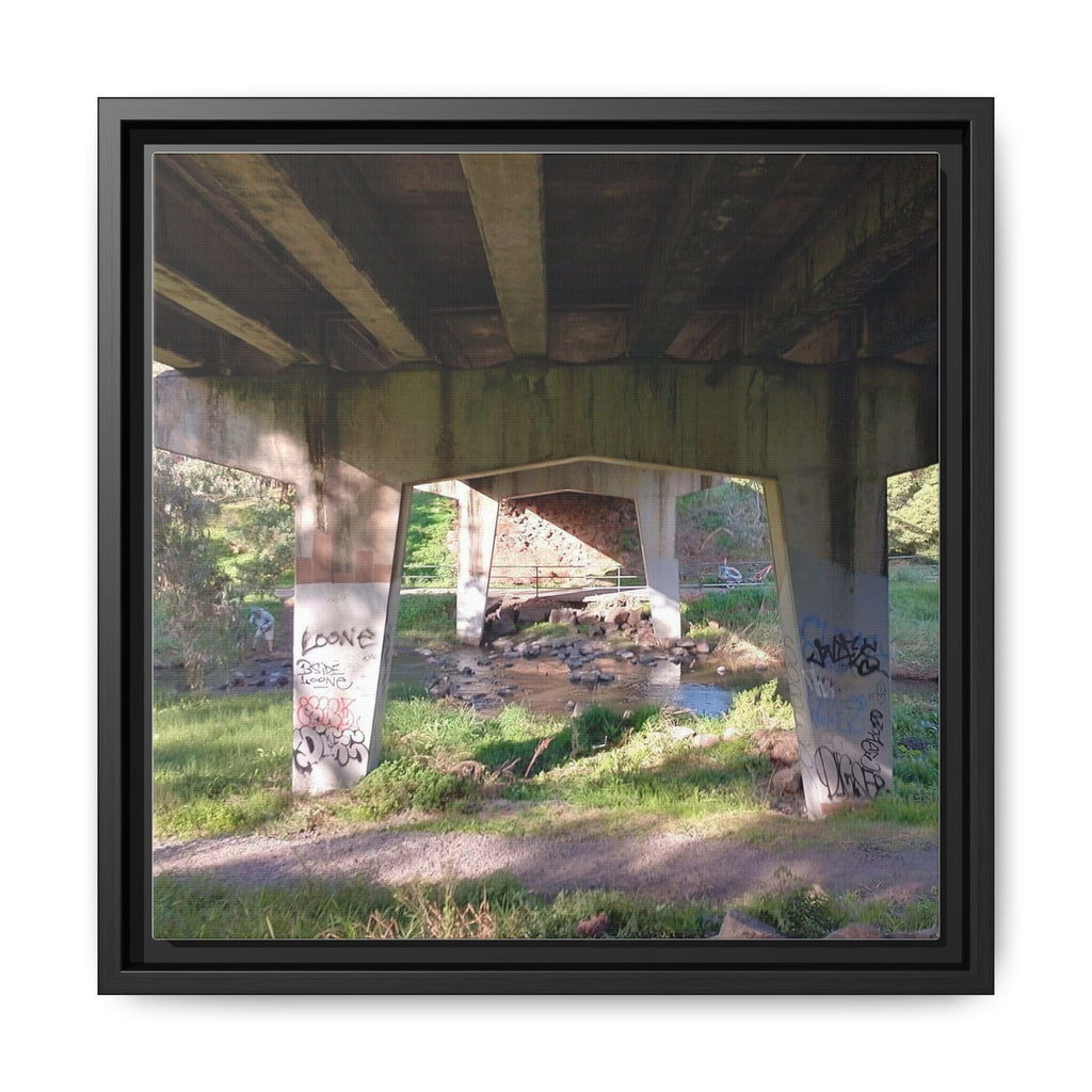 TROLL KINGDOM Framed Matte Canvas Print — Sunlit Bridge Underpass Photography