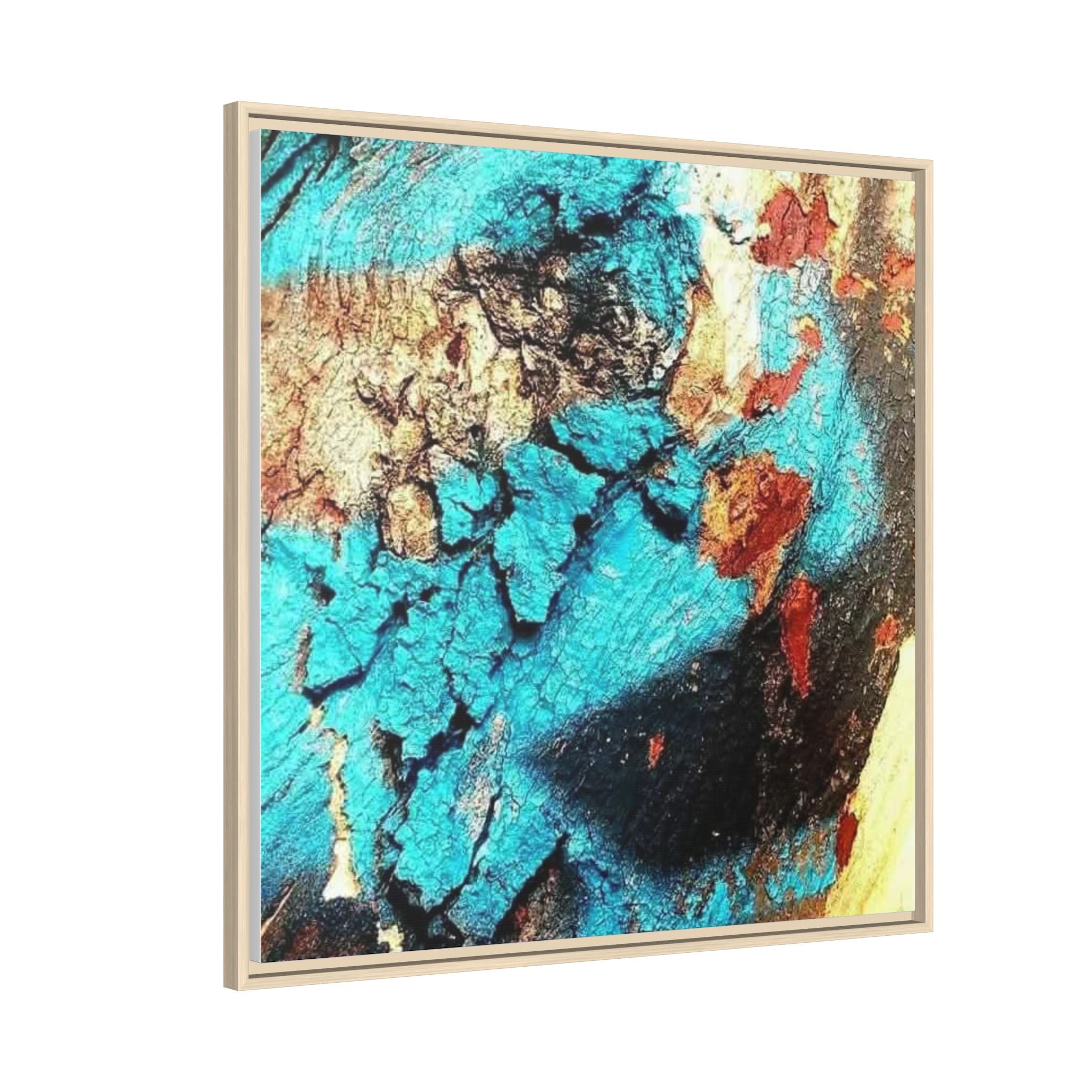 ABSTRACT BLUE TREE Framed Canvas Art — Modern Textured Wall Decor