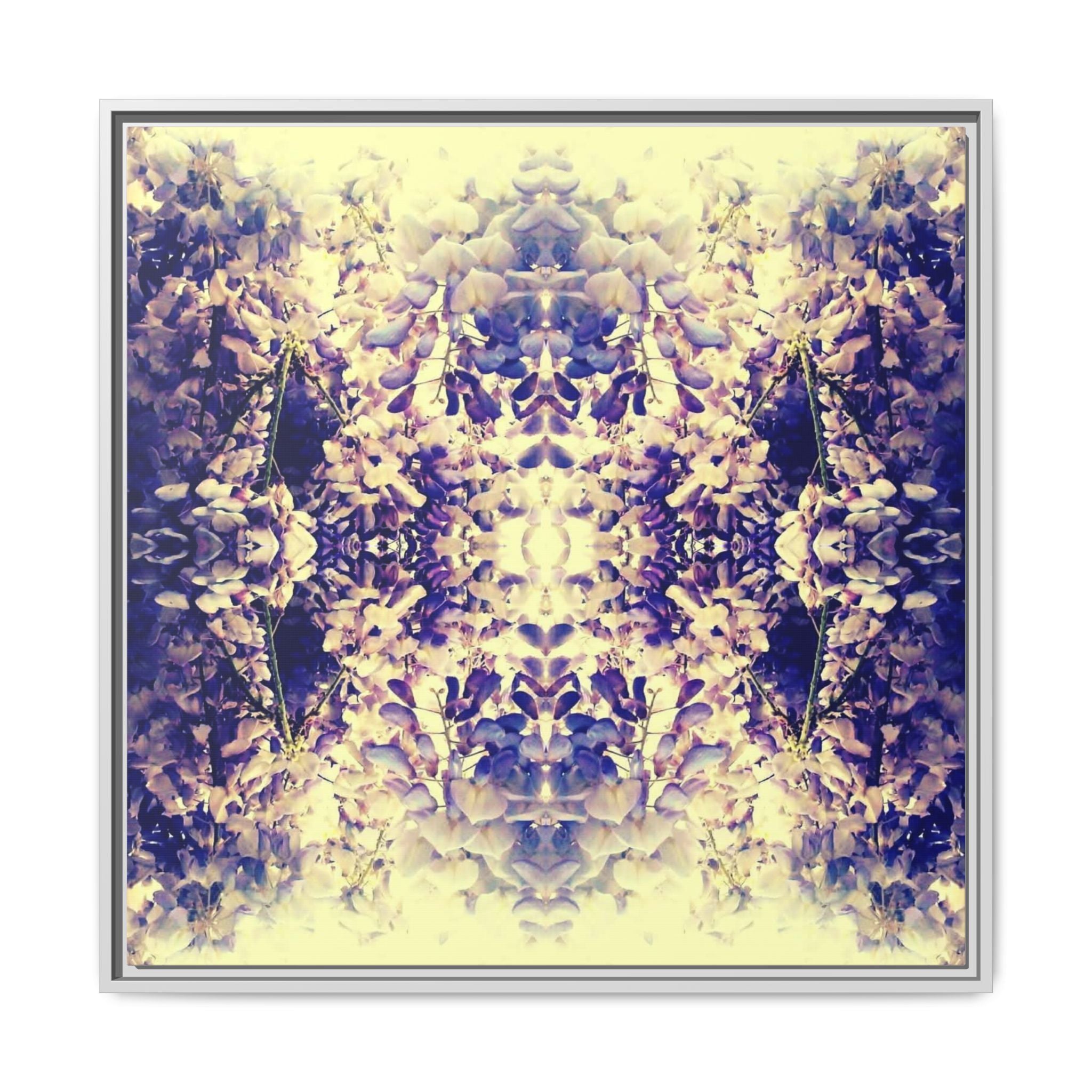 Framed Matte Canvas Art – Golden Lavender Floral Kaleidoscope