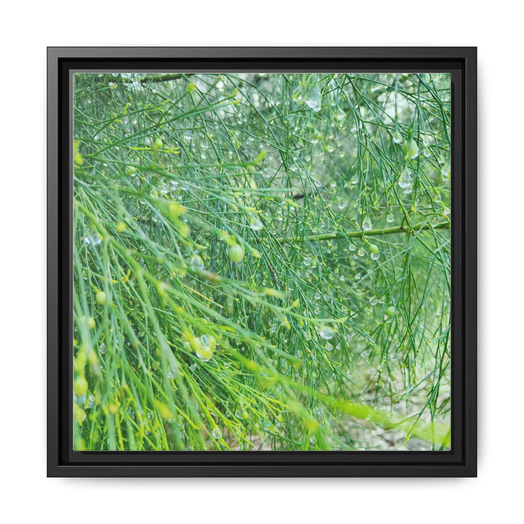 DROPLETS Framed Matte Canvas Print — Lush Greenery Nature Wall Art