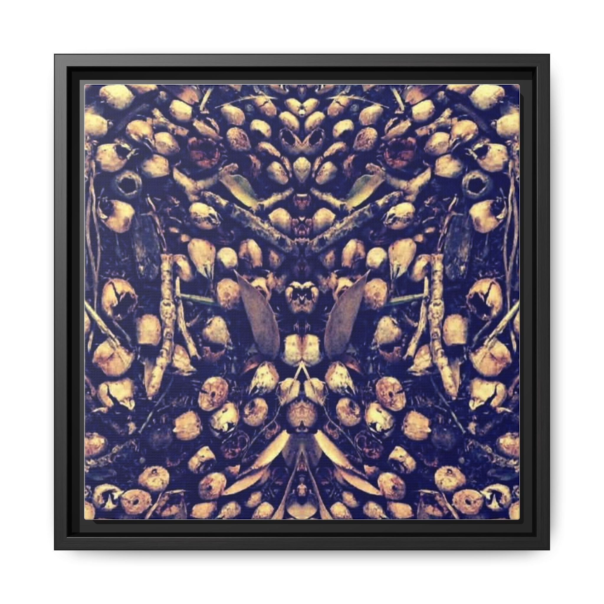 Framed Matte Canvas Art - Abstract Symmetrical Shell & Pebble Print