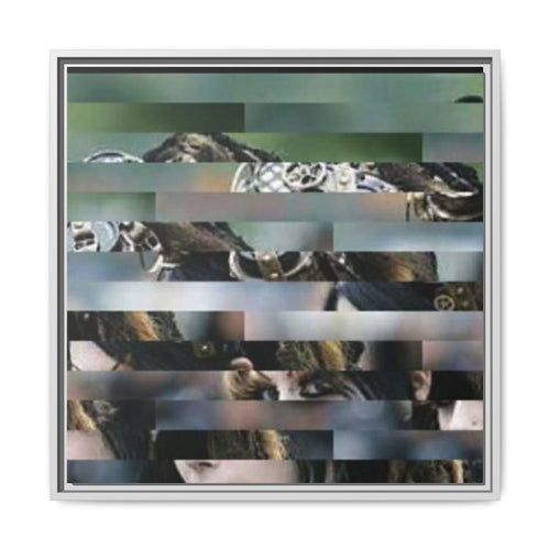 Abstract Striped Portrait Framed Canvas — Matte Multi-Color Wall Art