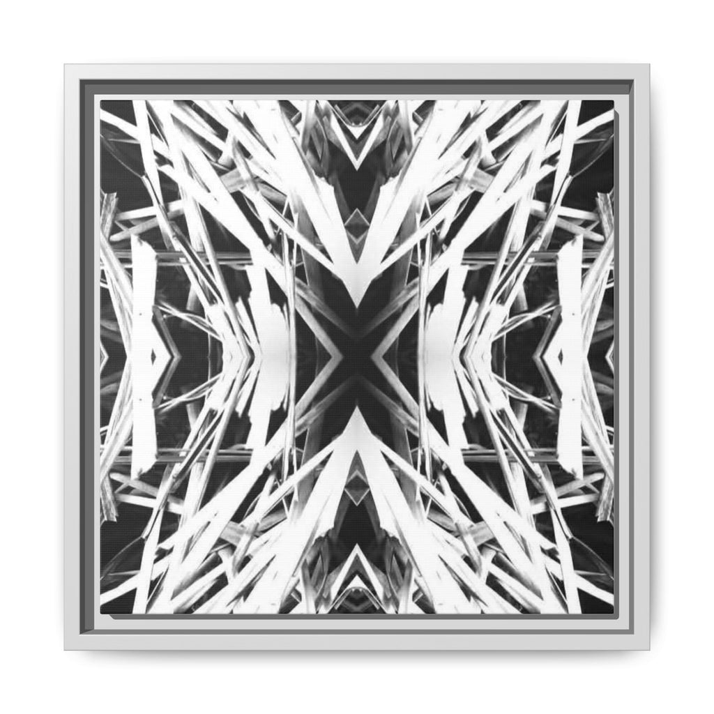 Black & White Abstract Geometric Matte Canvas Framed Wall Art