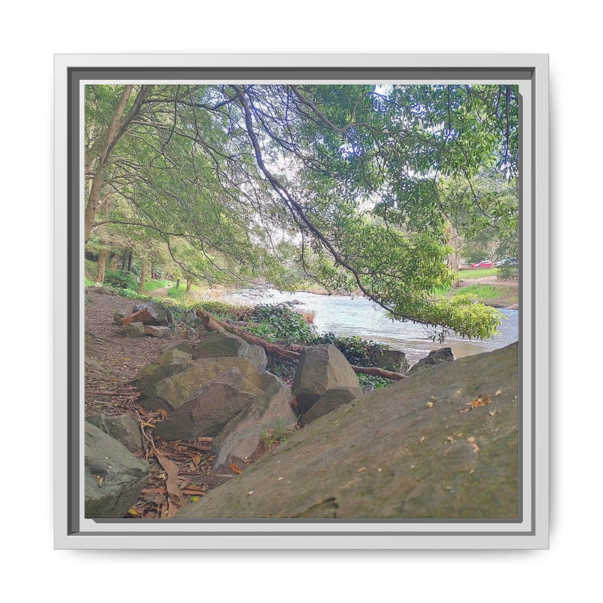 YARRA Framed Matte Canvas – Tranquil Riverbank Landscape