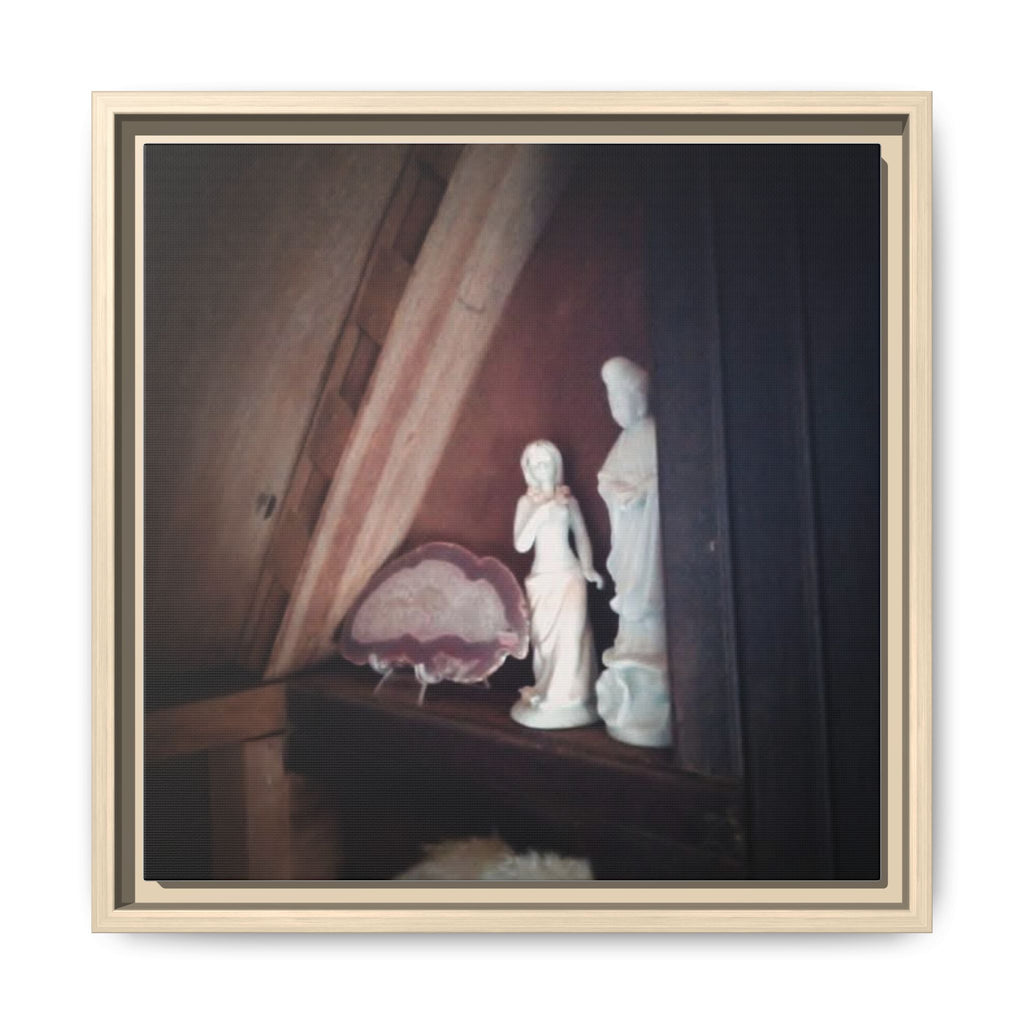 GYPSY WAGON Framed Matte Canvas Wall Art — Vintage Figurine Still Life