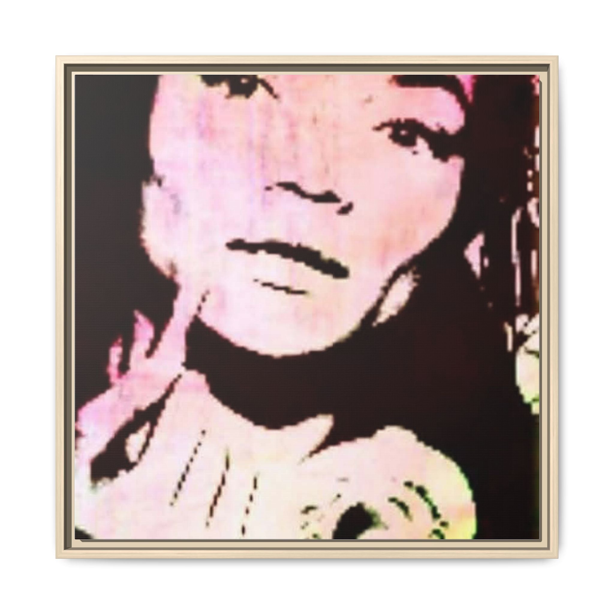 MISS KITT Framed Pop Art Portrait Canvas — Vintage Pink Femme Wall Art