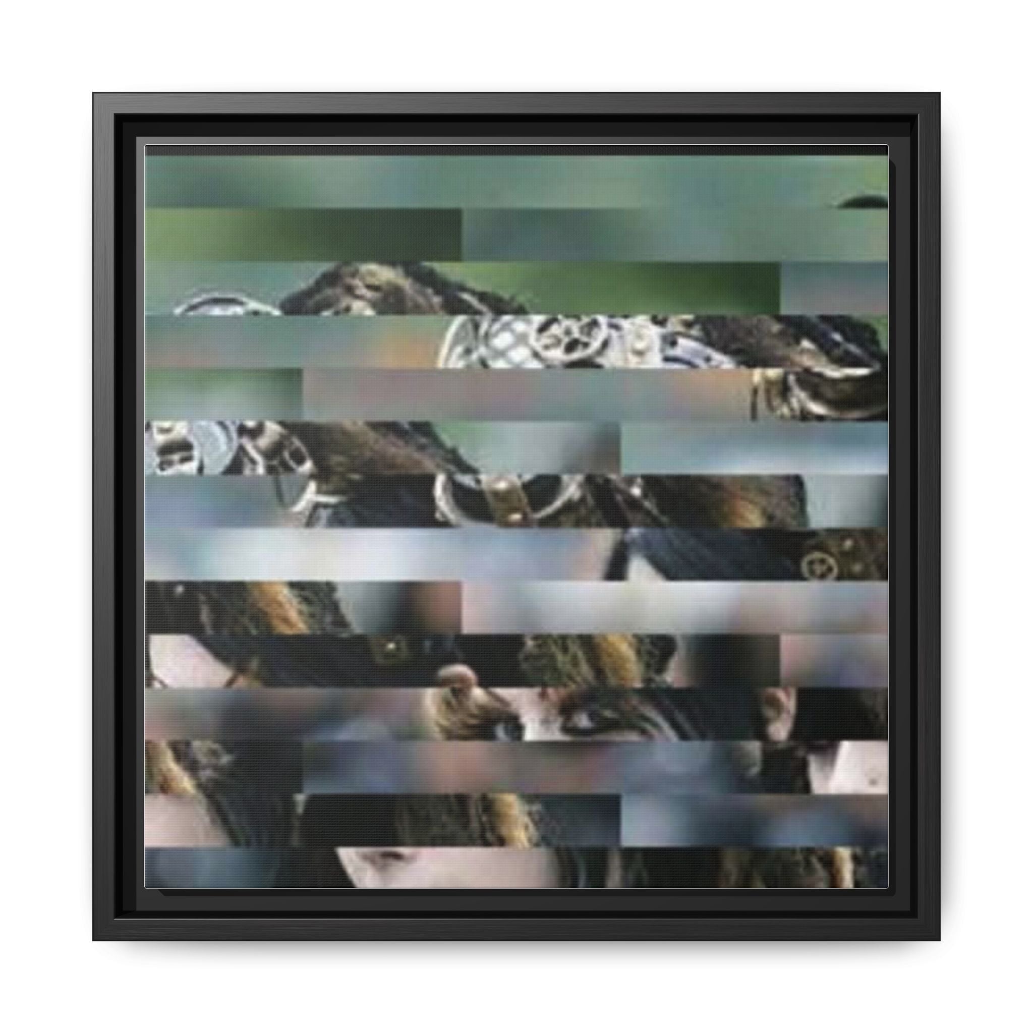 Abstract Striped Portrait Framed Canvas — Matte Multi-Color Wall Art