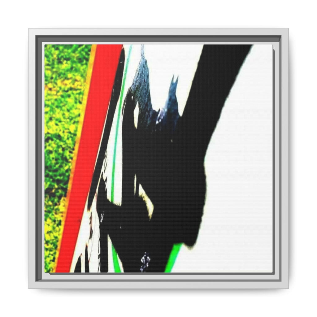SIGNED Framed Matte Canvas Print — Abstract Skateboard Silhouette in Bold Colors