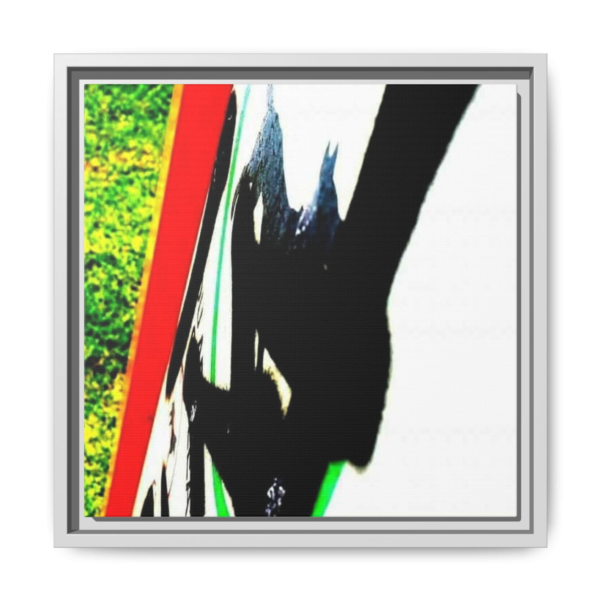 Framed Matte Canvas Print — Abstract Skateboard Silhouette in Bold Colors