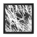 Black & White Abstract Grass Matte Canvas Framed Wall Art